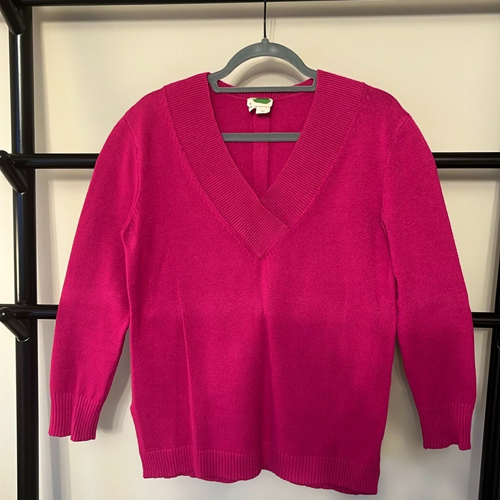 Anthropologie pink v-neck tunic style sweater